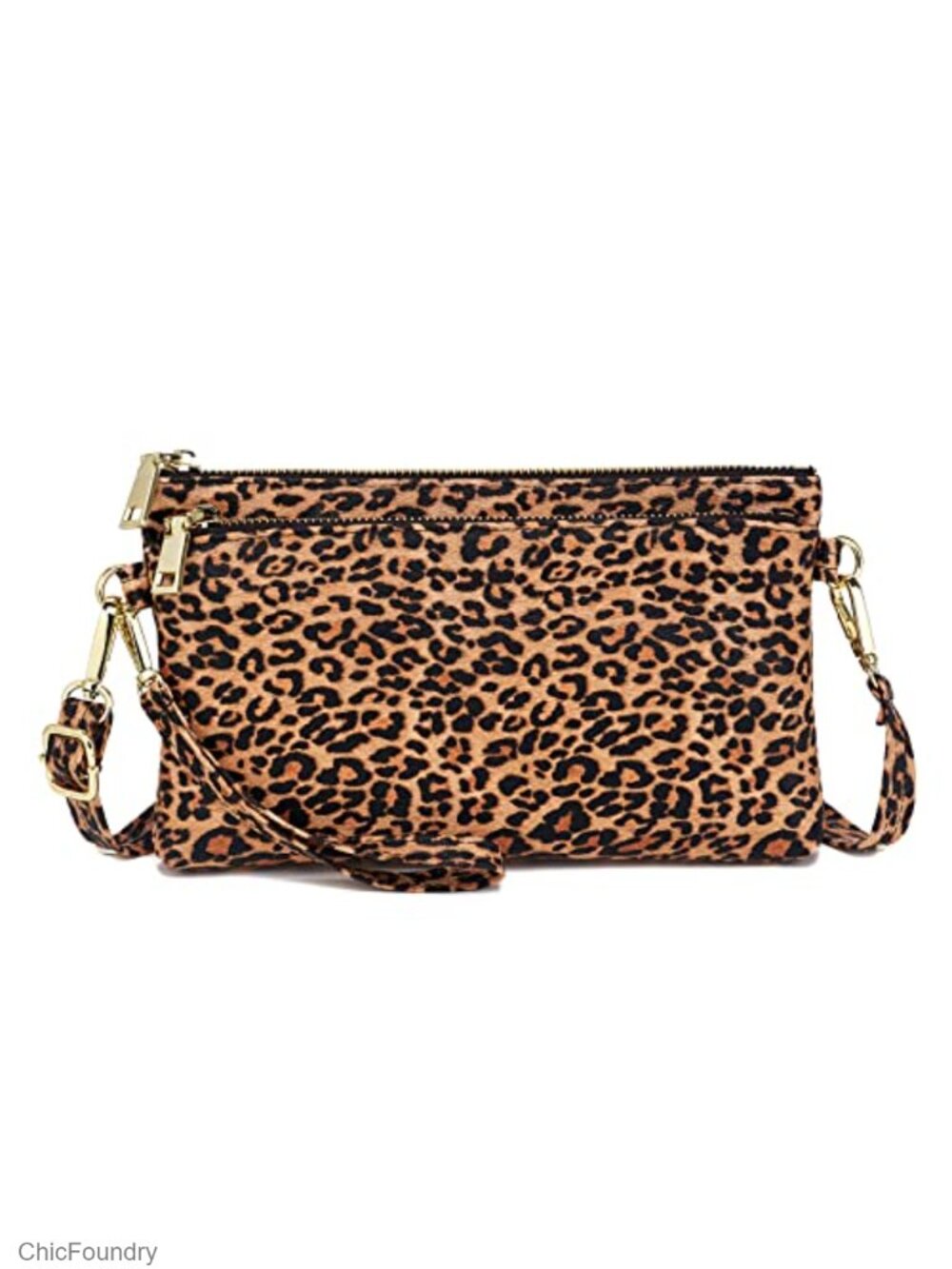 Vegan Leather Crossbody Bag Wristlet Clutch Adjustable Strap